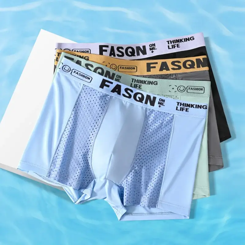 3PCS Luxury Underwear Men Underpants Thin Boxer Large Size Breathable Men's Panties Quick Drying Ice Silk Shorts Plus Underwears