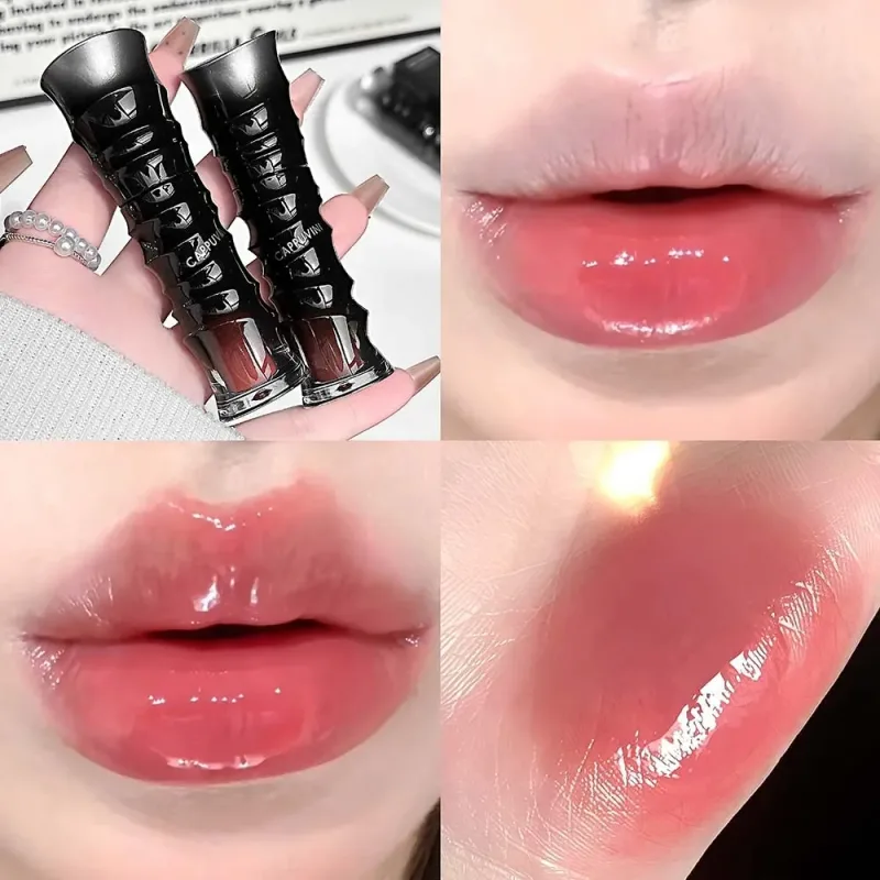 크리스탈 펑크 레드 브라운 글로시 립 얼룩 미러 립 글레이즈 쉬어 누드 글리터 립 색조 워터리 샤인 플럼 핑 메이크업 화장품