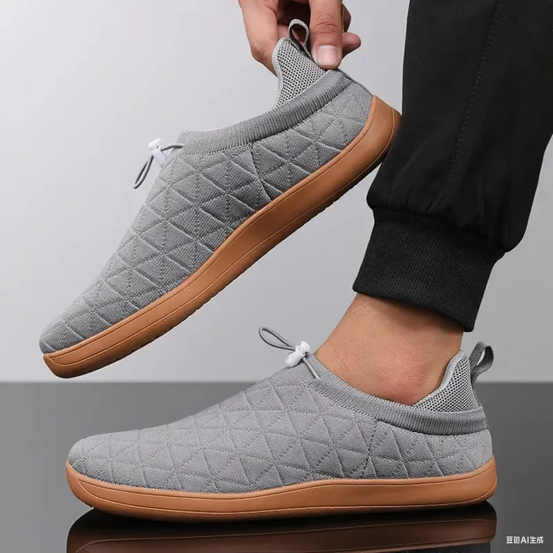 Minimalist Grey Sports Shoes with Slip in Shoe Soles - Men Women Elastic Thick Sole Comfortable Shoe Suitable for Daily Walking — image 8