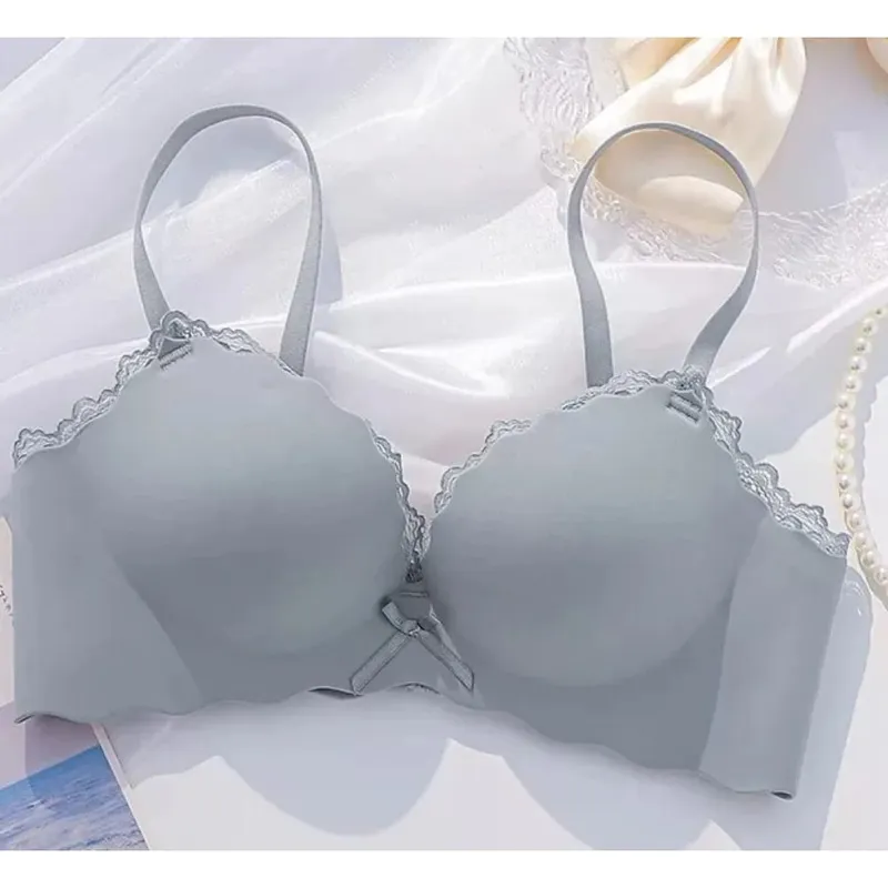 AA Cup Padded Push‑up Bra Panty Set Wireless Seamless One‑piece Lingerie Suit for Small Flat Chest Soft Daily Casual Underwear