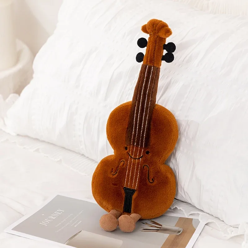 Humanoid Musical Instruments Plush Toy Stuffed Smiling Guitar Violin Tuning Fork with Legs Decor Plushie Prop Gift — image 9