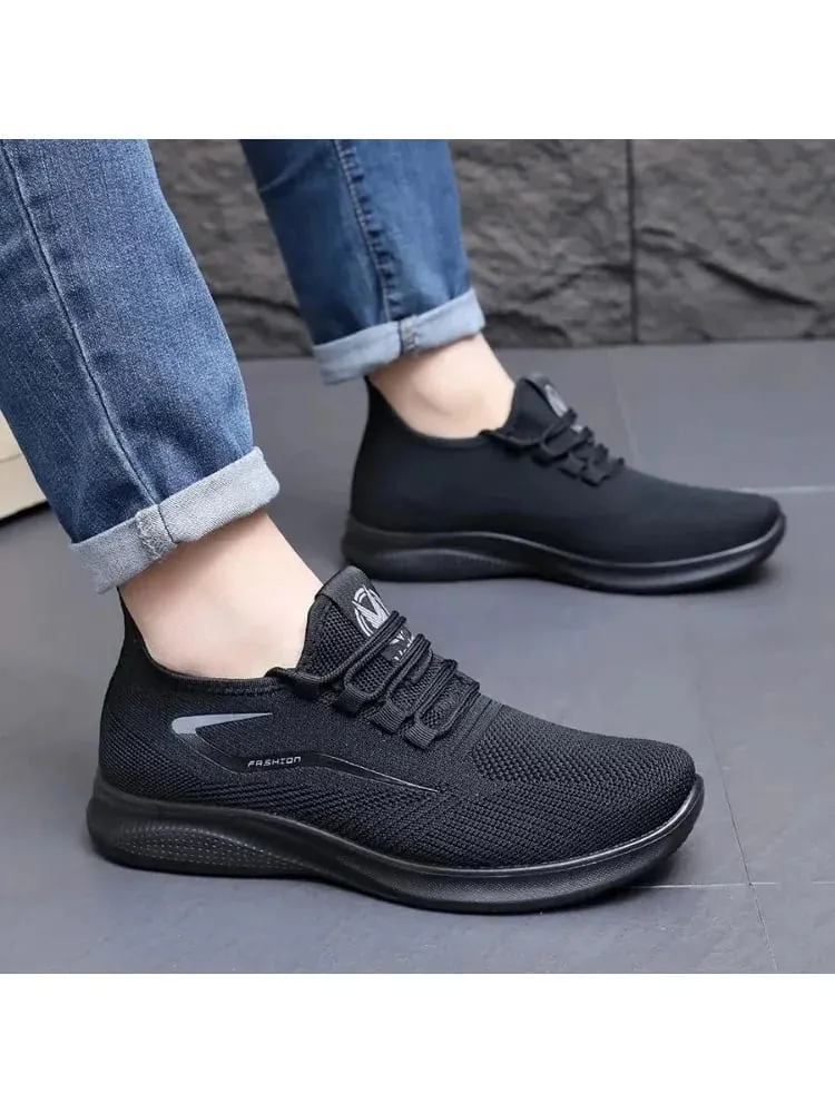 Breathable Air Knit Upper Slip On Shoes Flexible Soft Non Slip Sole Casual Running Trainers For All Season Daily Wear — image 4
