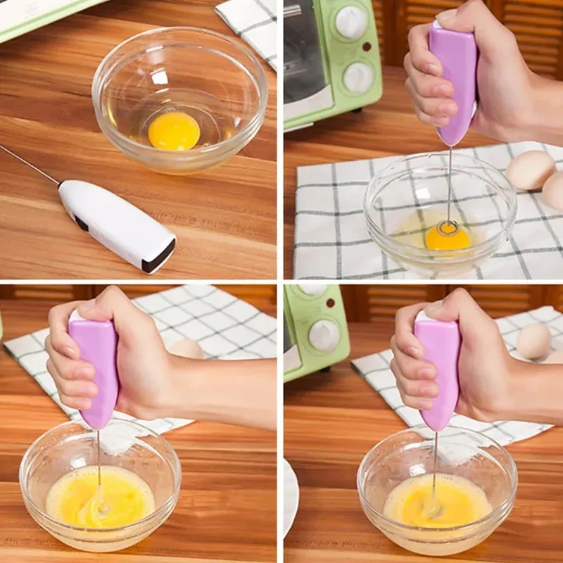 Egg Beater Electric Milk Frother Household Small Mixer Manual for Coffee Cappuccino Cream Frothy Blend Eggs Beater Kitchen Whisk — image 7