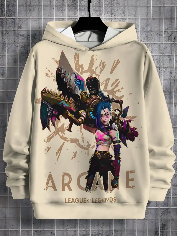 2026 Arcane Jinx Anime 3D Print All Seasons Children Casual Sweatshirt Cool Pullover Tops Unisex Clothes Boy Hoodies Clothes — image 8