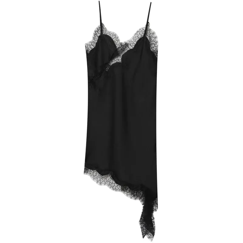 2025 Women's Lace Asymmetric Dress Sexy Midi Slip Dress Chic Sleeveless Backless Vestido Luxury Women's Elegant Party Dress — image 8