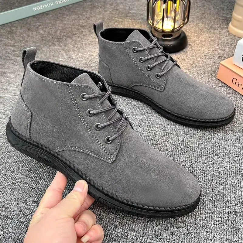 Våren högtoppade skor för män Höst Snörning PU Casual Sko Brittisk stil Enkla och mångsidiga affärsskor Zapatos Hombre