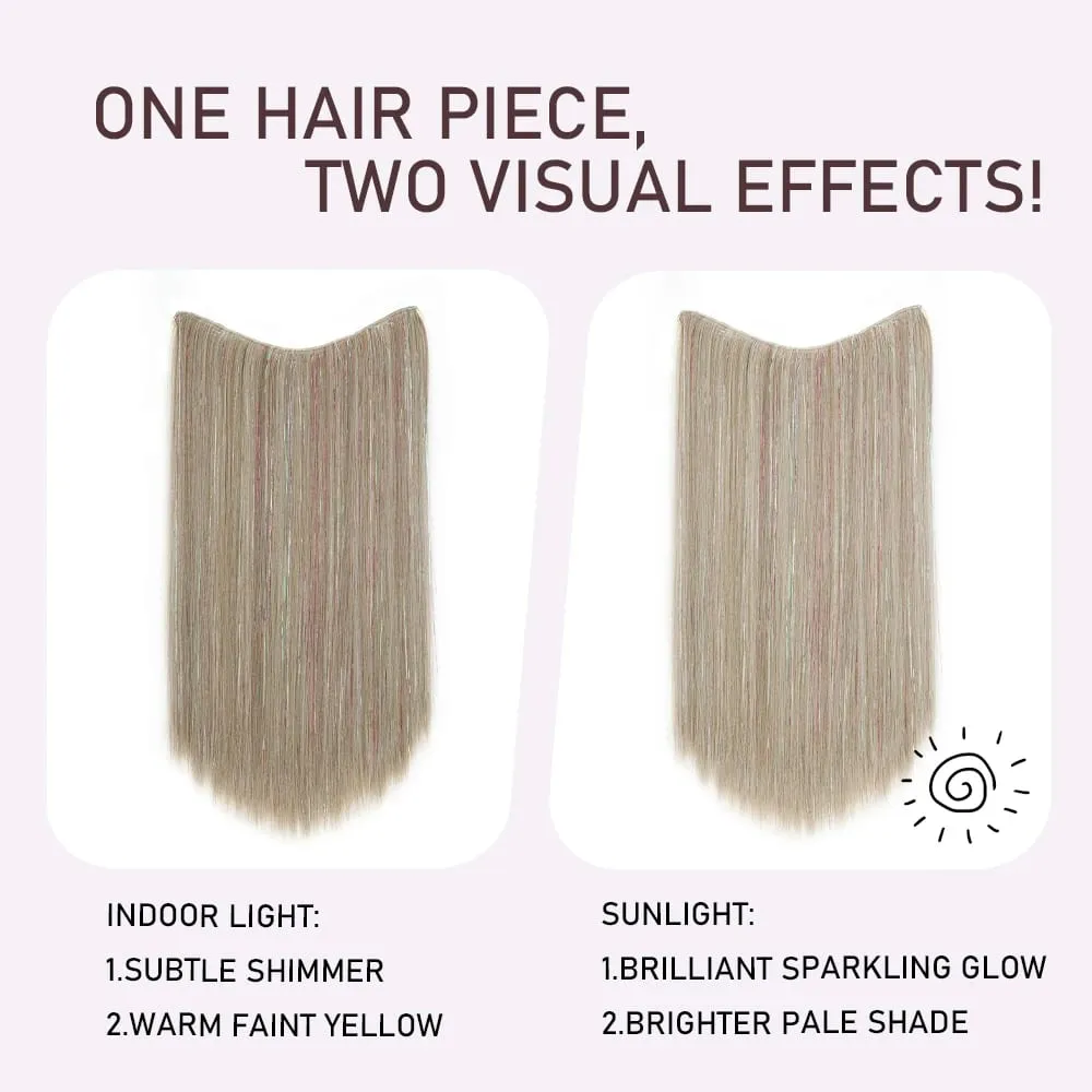 24Inch Long Straight Synthetic Clip‑in Hair Extensions Glitter Laser Tinsel Hair High‑Temp Fiber Shiny Hairpiece for Women Daily — image 6