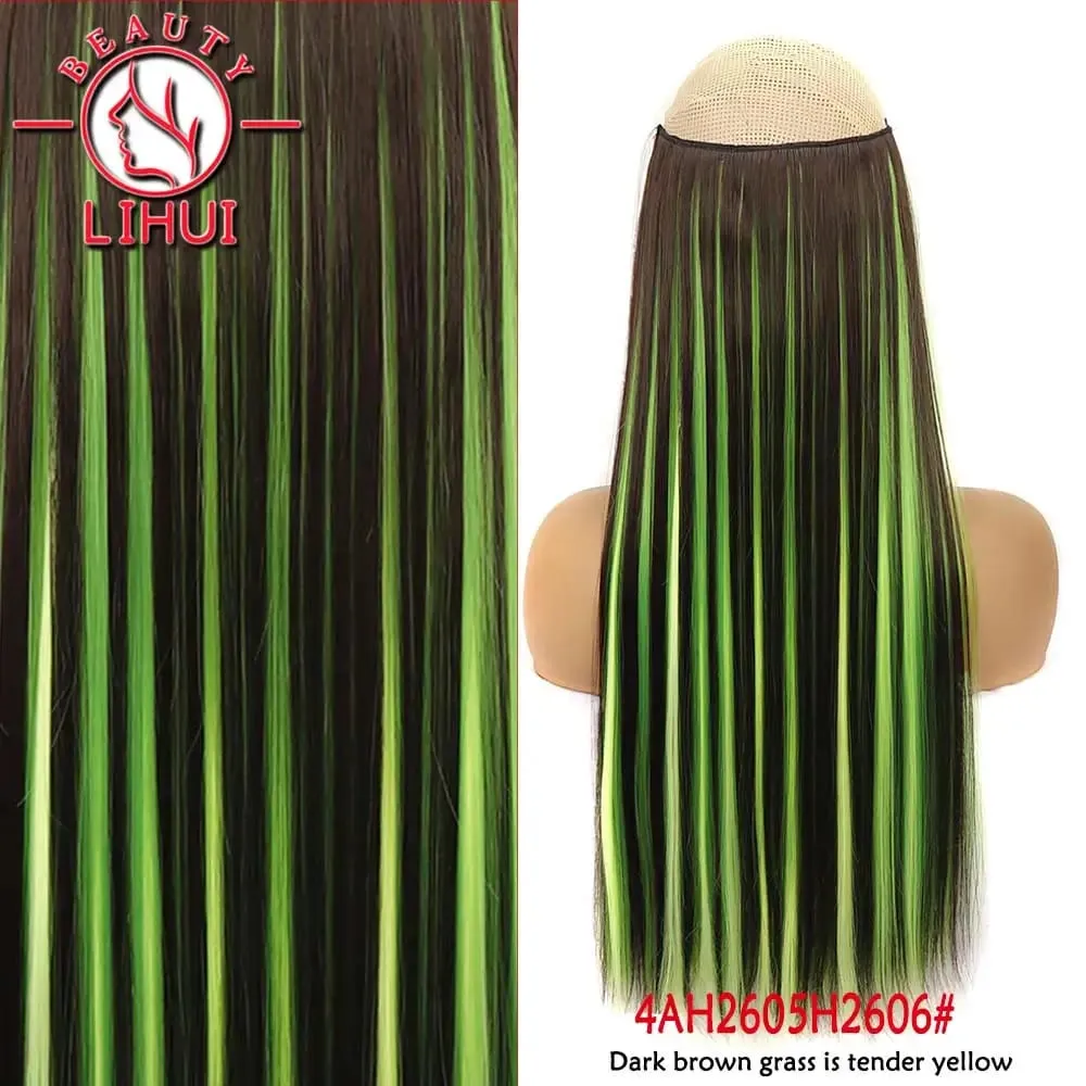 Synthetische natürliche synthetische Haarverlängerungen, 5 Clip-in-künstliche gefälschte Ombre-Blond-Braun-Schwarz-Rosa-gerade falsche Haarteile — image 49