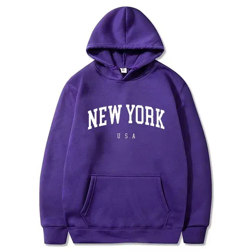 Women New York U.S.A City Hoodies Fashion Letter Printed Graphic Sweatshirts Loose CasuaMen l Harajuku Hooded Pullover Sportwear — image 17