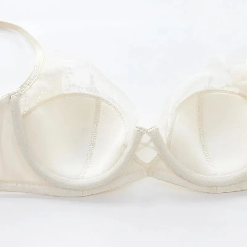 Thin Cup Lightly Lined Mesh Floral Lace Push-up Bra and Panties Set Beautiful Underwear for Woman Brassiere Sexy Lingerie