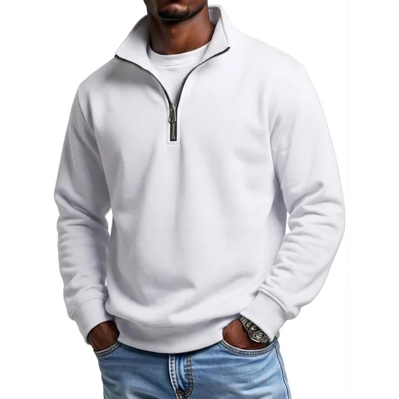 Outdoor Men Zipper Sweatshirts Spring Quarter Zip Pullover Half Zipper Hoodie for Men Gym Man Autumn Solid Men's Sweatshirt Coat — image 4