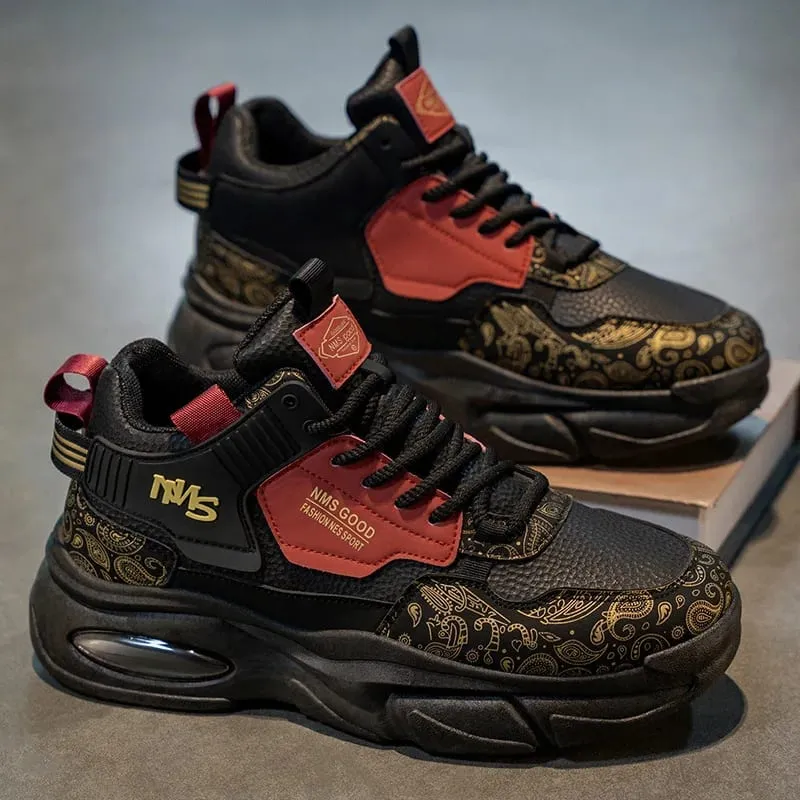 2025 Autumn Men's Shoes New Breathable Youth High Top Sneakers Trendy and Versatile Thick Bottom Casual Dad Shoes Men — image 3