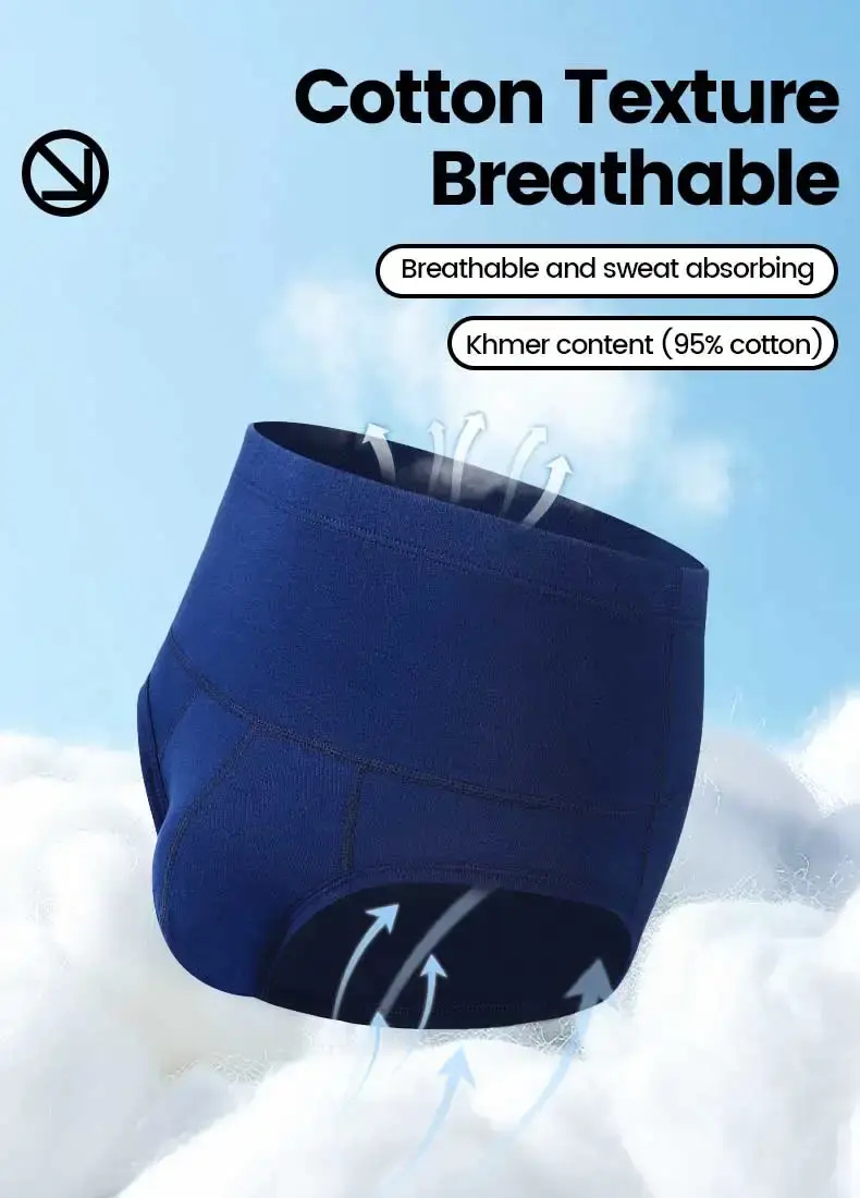 Men's cotton underpants, high-waisted, slimming, waist-protecting, enhanced warmth, short underpants for overweight sportswear — image 4