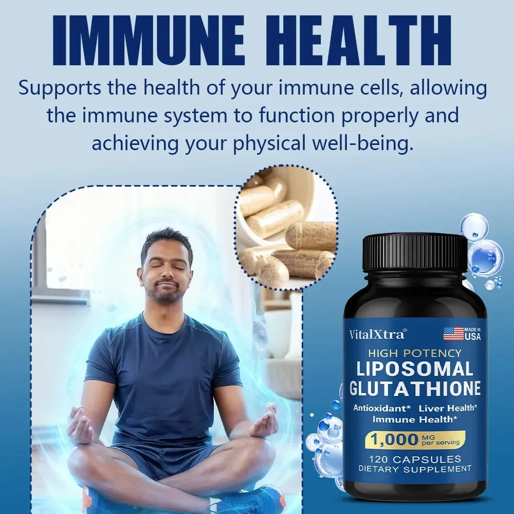 Liposomal Glutathione 1000mg - Vitamin C Antioxidant Supports Liver Immune Brain & Skin Health Enhanced Absorption — image 4