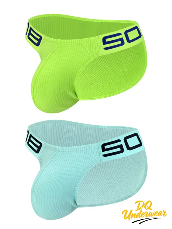 2PCS Ribbed Texture Male Triangle Underwear Letter Elastic Waist U Convex Pouch Briefs BS813 — image 12