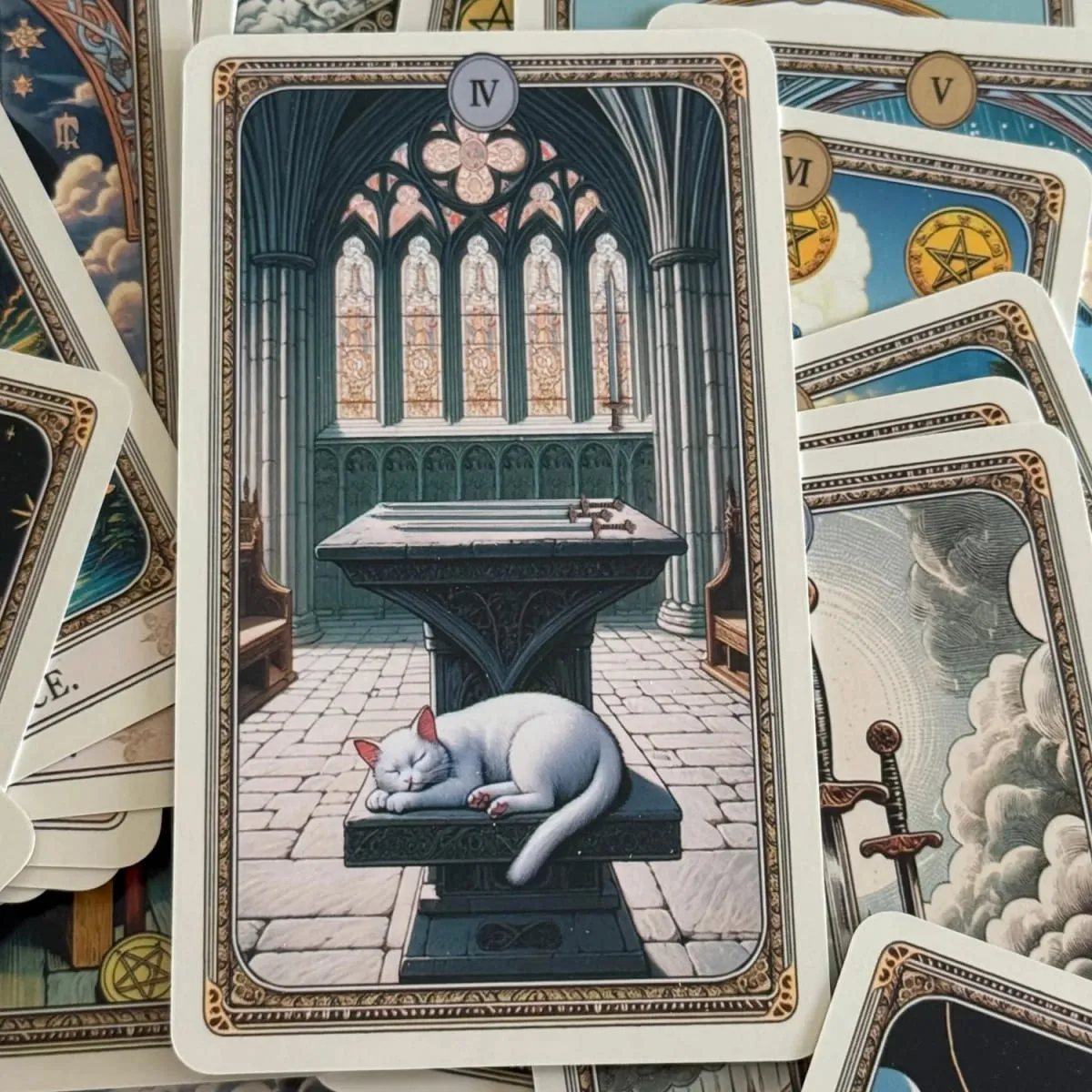 Cat Tarot Deck in Metal Box 12*7cm Cute Kitten Tarot Cards with Paper Guidebook with Paper Guidebook for Cat Lovers Board Games — image 2