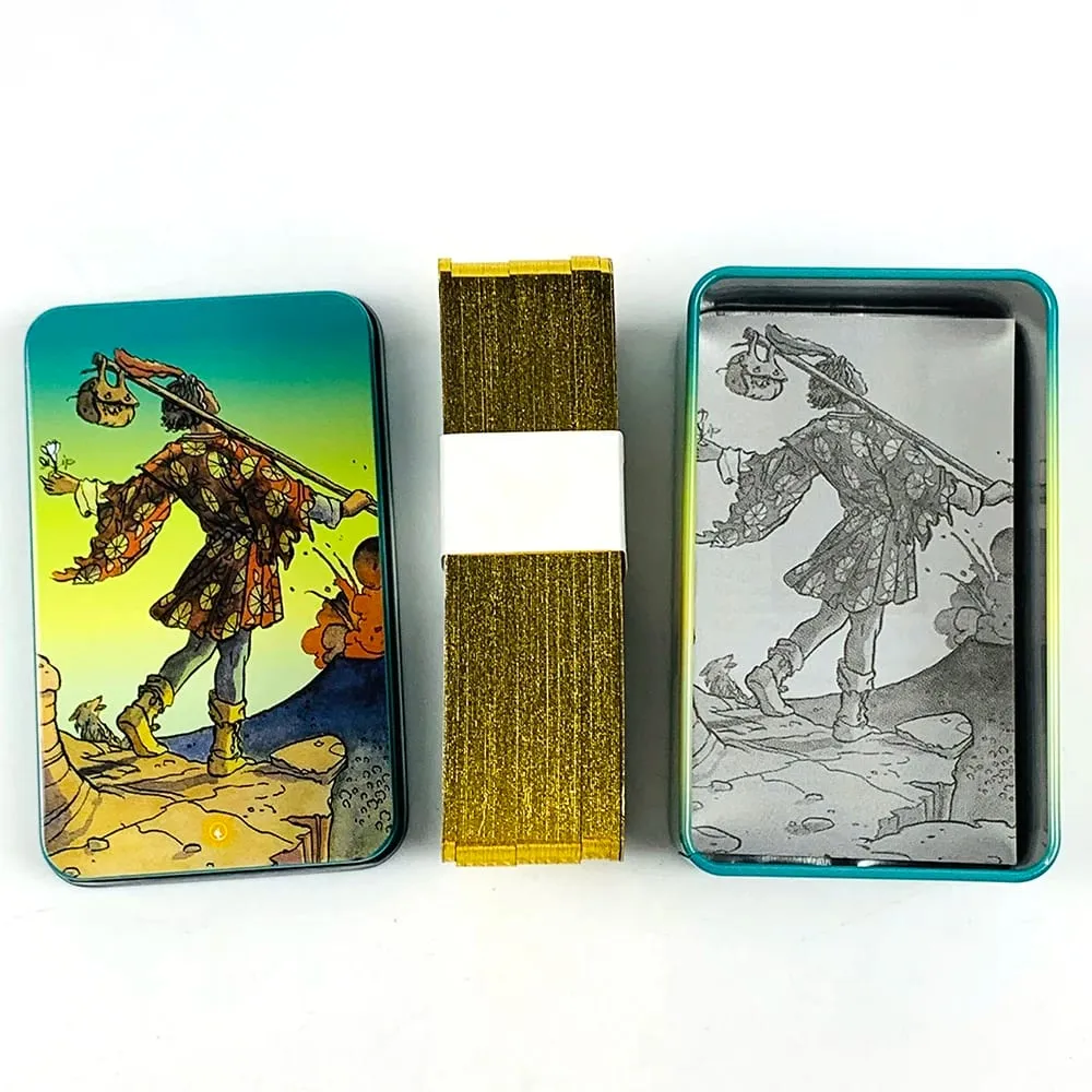 Metal Box Gilded Edition Tarot Cards Deck With Paper Guidebook for Beginners Classical Divination Board Games Cards Game