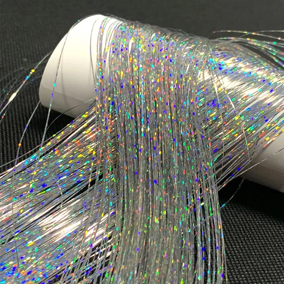 Long Straight Hair Tinsel Glitter Shiny Sparkly Synthetic Color Fresh Laser Clip in Hair Extensions Women Party Hair Accessori — image 4