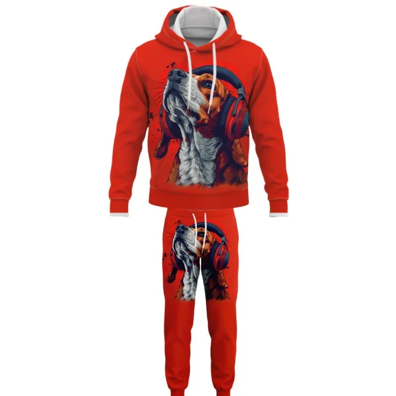 Fashion Animals Dog 3D Printed Autumn Hoodie Suit Men Sweatshirts Sweatpants Casual Two Piece Tracksuit Set Men's Clothing