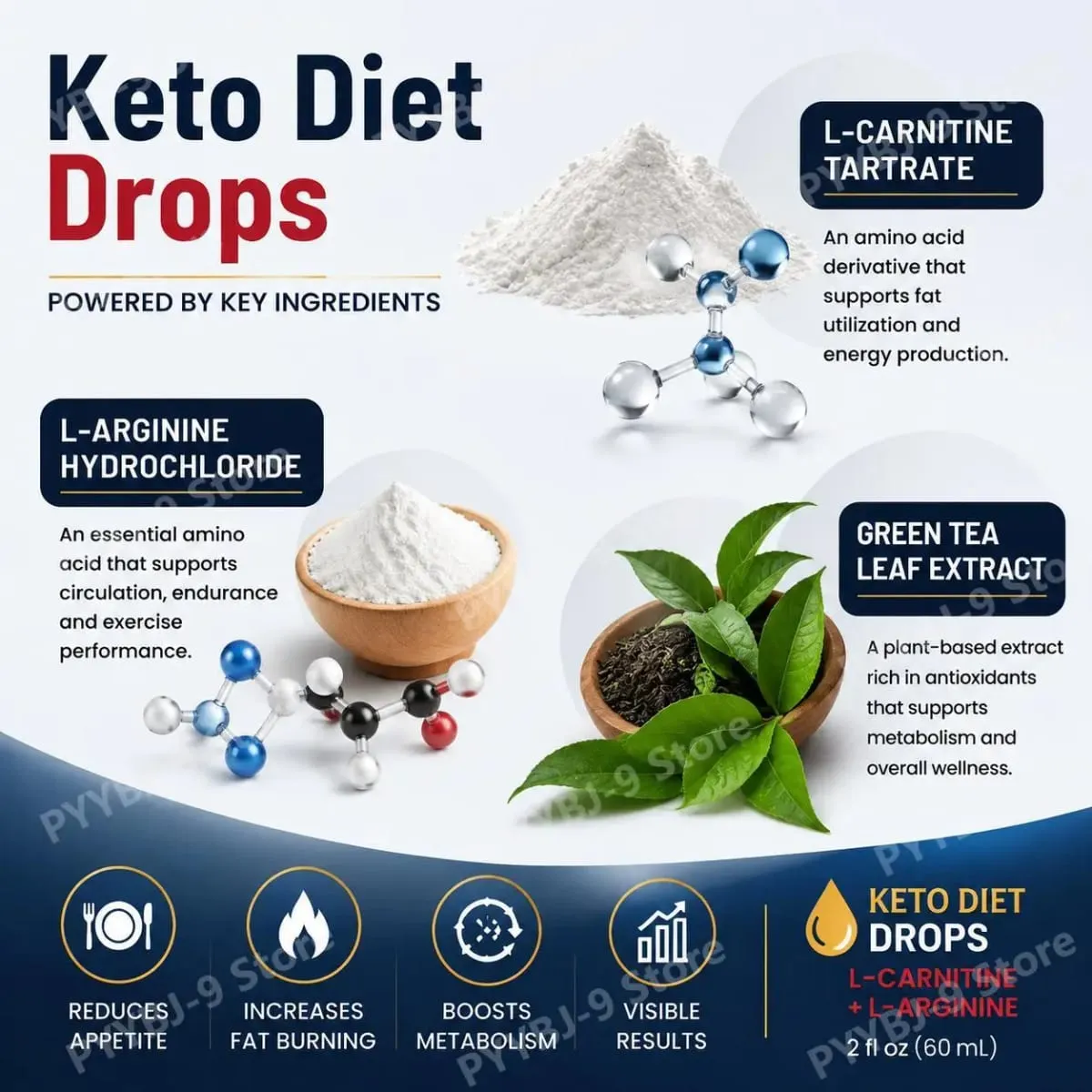 Googeer Keto Diet Drops New Formula with L-Carnitine Tartrate and L-Arginine HCl Plus Green Tea Leaf Extract 2 Fl Oz (60 ML) — image 5