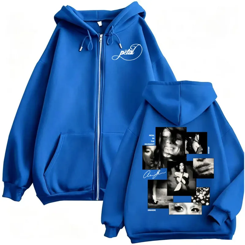 Singer Ariana Grande Petal Zipper Hoodies Men Women Fashion Aesthetic Sweatshirt Jacket Coats Fleece Long Sleeve Zip Up Pullover — image 9