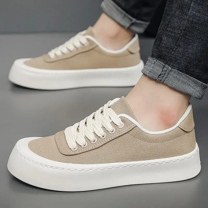2026 New Fashion Comfortable Breathable Man Shoes Men's Canvas Sneakers Outdoor Thick Sole Casual Board Shoes for Man — image 3