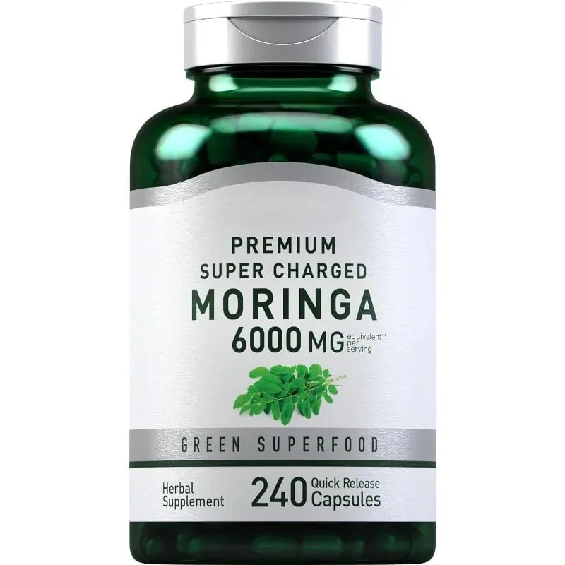 Moringa Oleifera Supplement 6000mg Concentrated Leaf Extract Supports Overall Health & Wellness Non-GMO 240 Capsules for adult