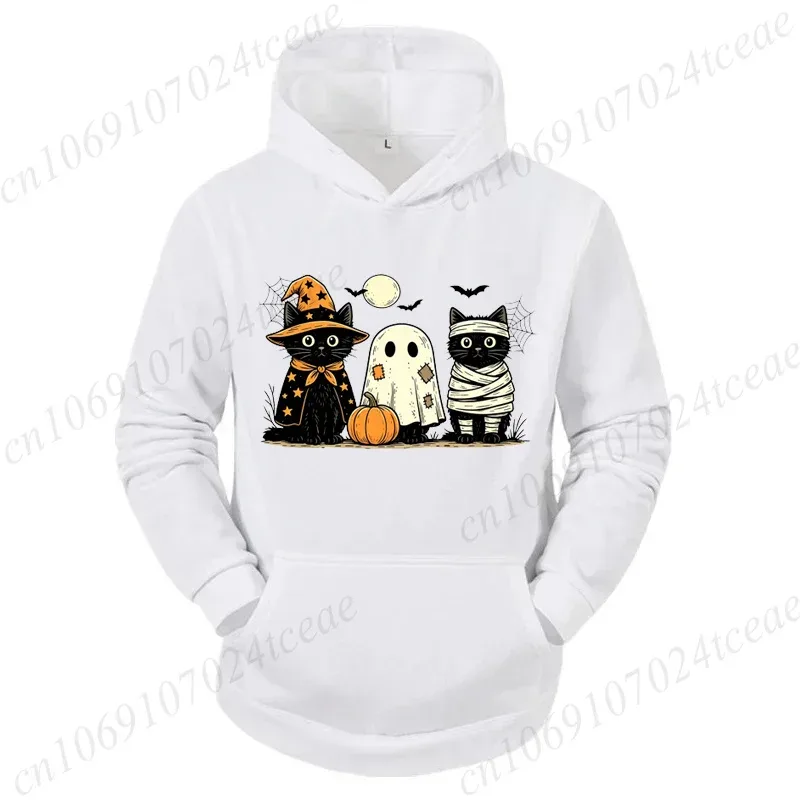 Black Cat Pumpkin Hoodies Ghots Gothic Fall Cat Sweatshirts Sweatshirts Halloween Spooky Season Tracksuits Halloween Party Gift — image 3