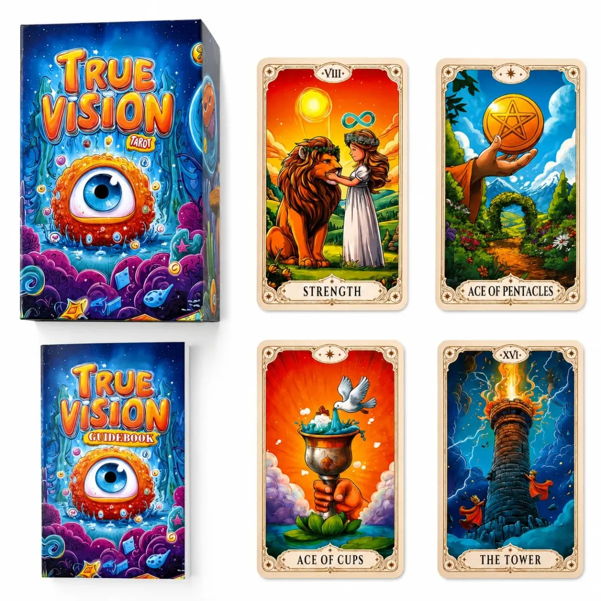 True Vision Tarot Card Deck | 78 Rider-Waite-Inspired Cards with a Guidebook for Daily Guidance Love Career