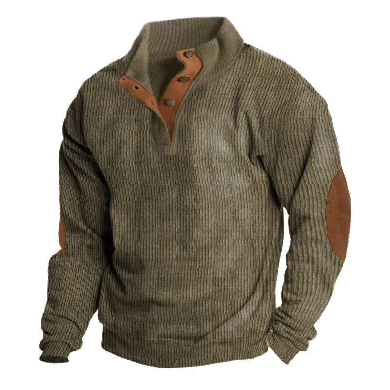 2026 Autumn Winter New Men Corduroy Stand Collar Long Sleeve Jacket Outdoor Casual Sweatshirts — image 7