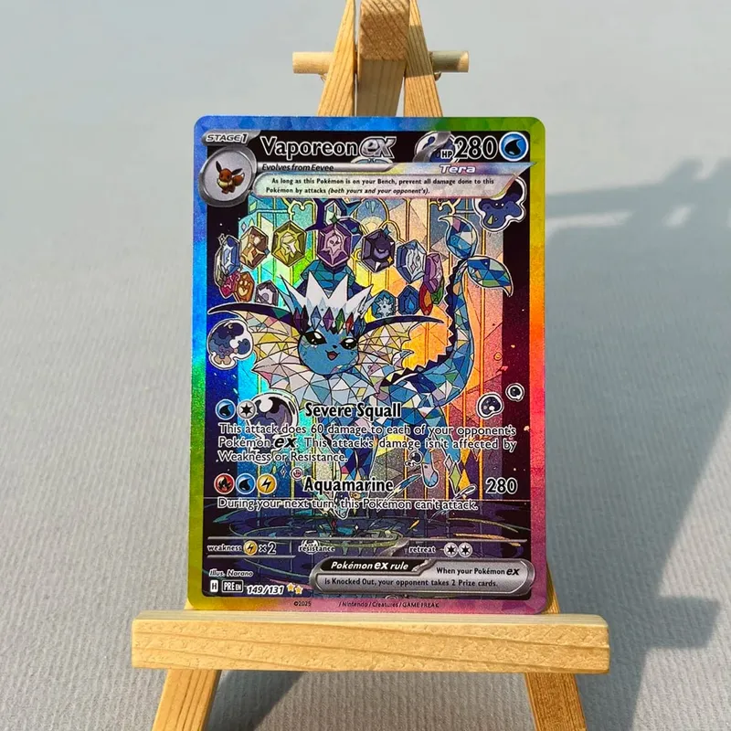 PRE PTCG5-001 Tcg proxy PKM Cards Vaporeon ex Espeon ex Rare Collection Battle Toys Gifts for Hobbies home play — image 5