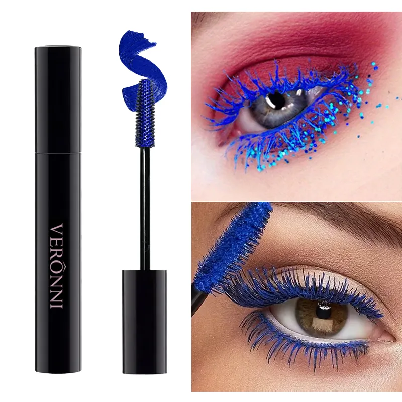 3Pcs Blue Eye Makeup Set 9 Color Matte Glitter Eyeshadow Palette+Blue Mascara+Eyeliner Pencil Waterproof Long Lasting for Party