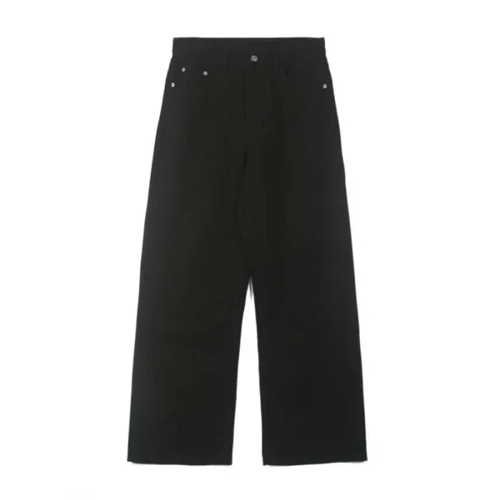 100% Cotton Men's Baggy Straight Jeans Comfortable Soft Casual Pants Fashion Korean White Brown Denim Trousers Male Clothing