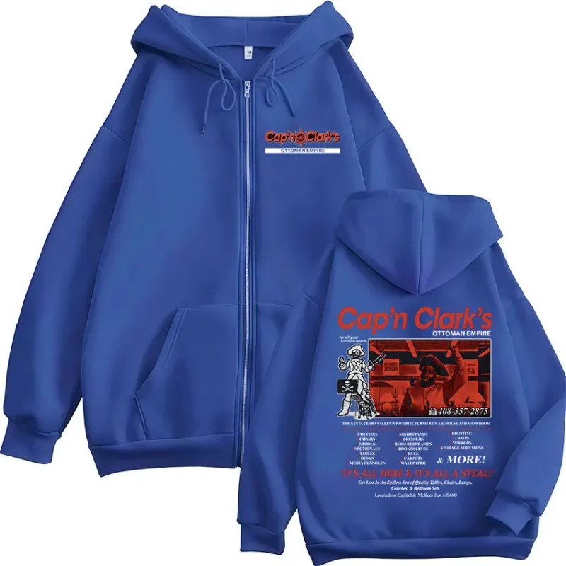 Horror Movie Backrooms Cap'n Clark's Ottoman Empire Pirate Zipper Hoodies Men's Casual Long Sleeves Zip Up Sweatshirts Jackets