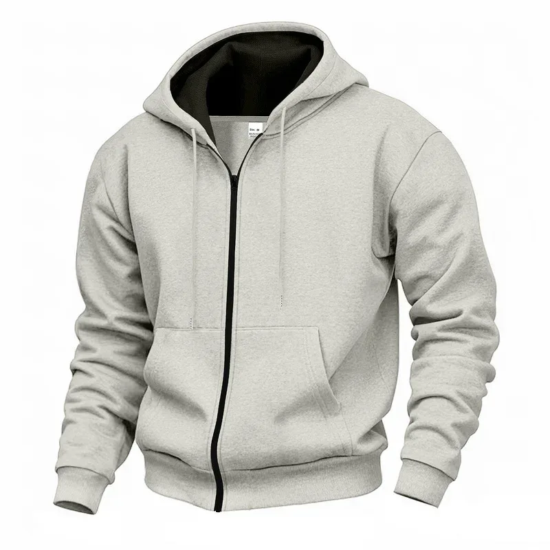 New 2026 Men's Autumn Casual Solid Long Sleeve Zipper Hooded Sweatshirt Coat Male Fashion Outdoors Sportswear Hoodies Jackets — image 51