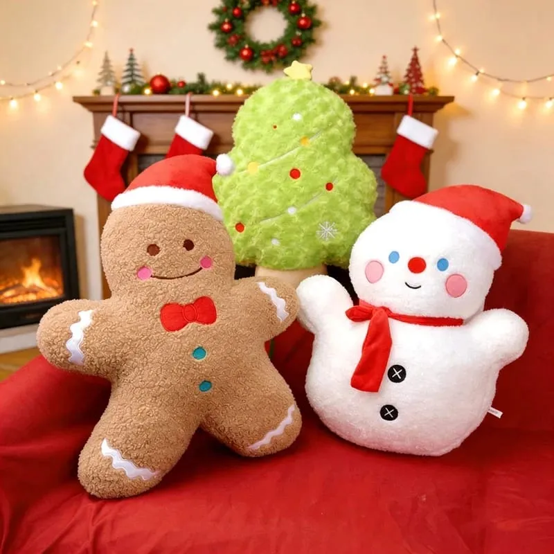 Christmas Tree Snowman Gingerbread Man Plush Pillow Soft Sofa Cushion Napping Pillow Adorably Room Decor Toys Christmas Gift — image 2