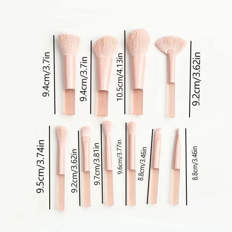 10pcs Travel Makeup Brush Set Mini Makeup Brushes Travel Size Small Eyeshadow Eye Lipstick Foundation Brush Shadow Contour Blush