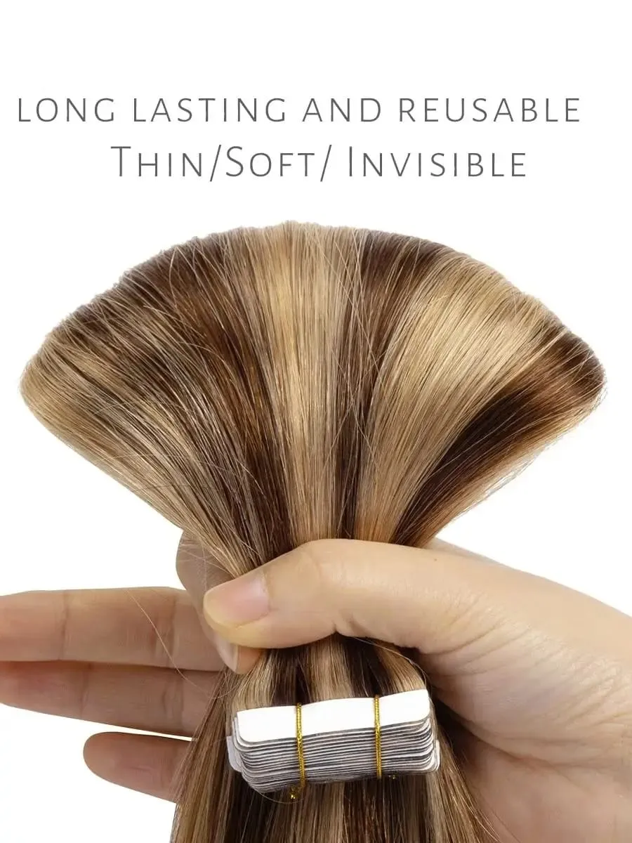 Highlight 4/27 Straight Tape In Human Hair Extensions 100% Human Hair — image 2