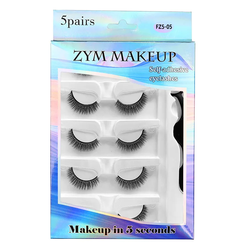 5 Pairs Glue-free Self-adhesive Eyelashes 3D Natural False Eyelash One Step Application Easy To Remove Eye Makeup Wholesale — image 4
