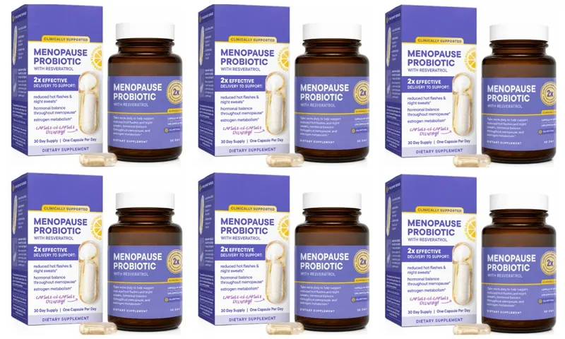 Menopause Probiotics for Women Hormonal Balance Hot Flashes Night Sweats Gut Health Resveratrol & Omega 30 Capsules — image 12