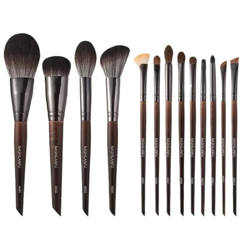 Premium Animal Fur Makeup Brush Set Wooden Handle Eyeshadow Blush Powder Eyebrow Brushes Beauty Makeup Tools Fur Cosmetic — image 5