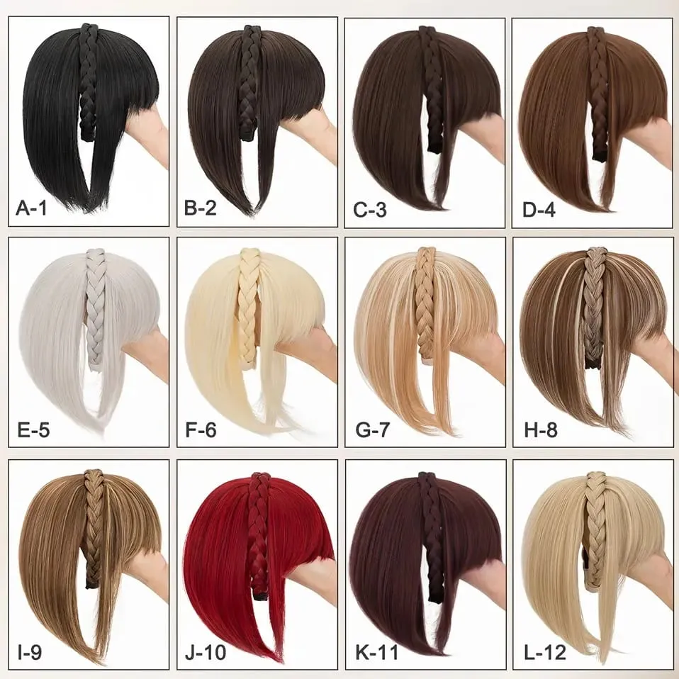 Snoilite 11'' Braided Headband with Clip-In Hair Topper With Bangs Natural Look Synthetic Straight Hair Extensions for Women 92g — image 4