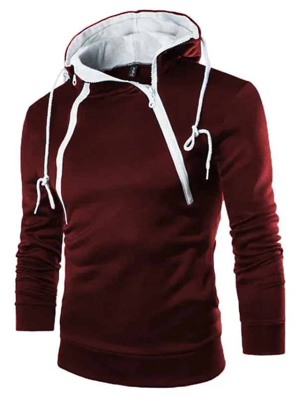 Men's Hoodies Long Sleeve Sweatshirts for Men Zipper Hooded Pullover High Neck Mens Sweatshirt Top Jacket Coat Black Sweater — image 9