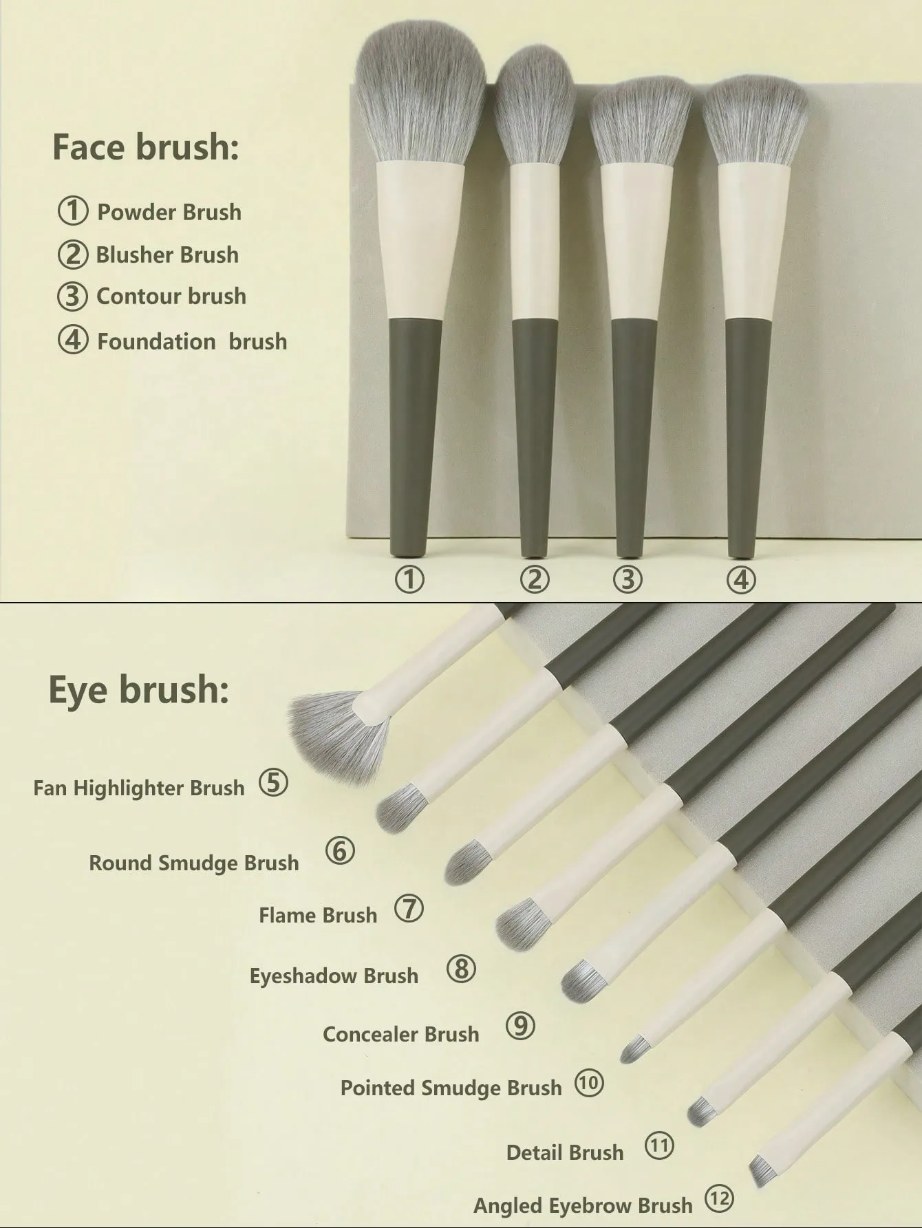 10 Pcs Professional Makeup Brush Set Handle Soft Nylon Bristle Foundation Blush Powder Eyeshadow Cosmetic Make‑up Brushes Kit — image 6