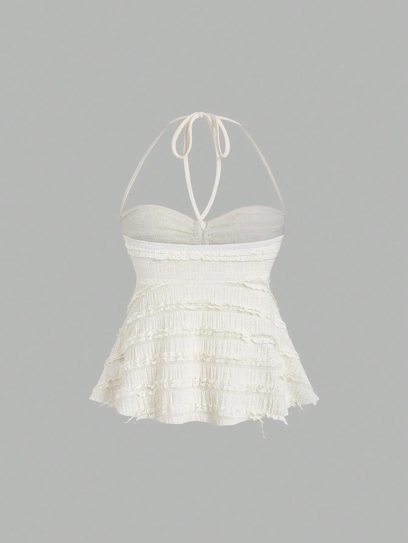Women's Elegant Texture Fabric Drawstring Front Backless Ruch Hem A-Line Cami Top Casual Slim Fit Pleating Chest Top Summer 2026