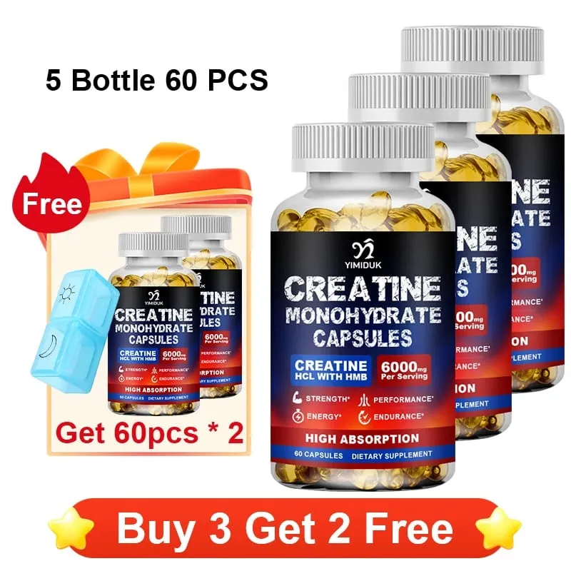Cápsulas de creatina de alta absorción con creatina mixta, vitamina E, estimulan el crecimiento muscular, extienden el entrenamiento y aceleran la recuperación