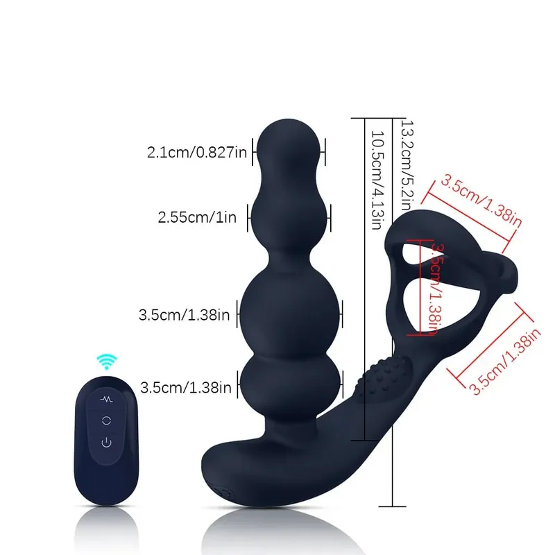 360° Rotating Anal Beads Prostate Massager with Cock Ring Remote Control Vibrating Butt Plug - Adult Toy for Men — image 8