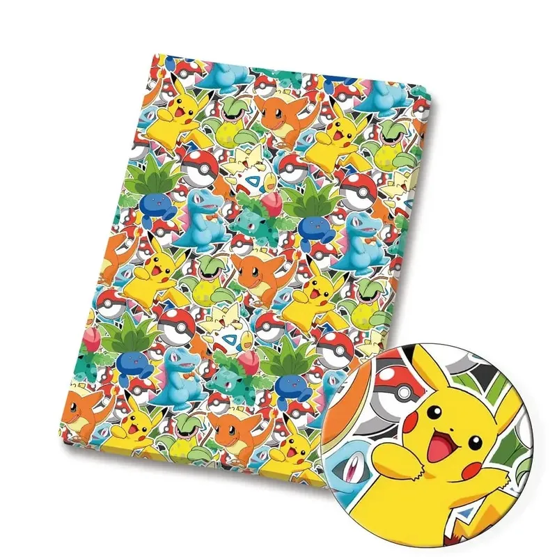 Pokemon tegneseriestof 140*50 cm Håndlavet syning Patchwork Quiltning Babykjole Hjemmeark Trykt stof Stofsyning Børn — image 2