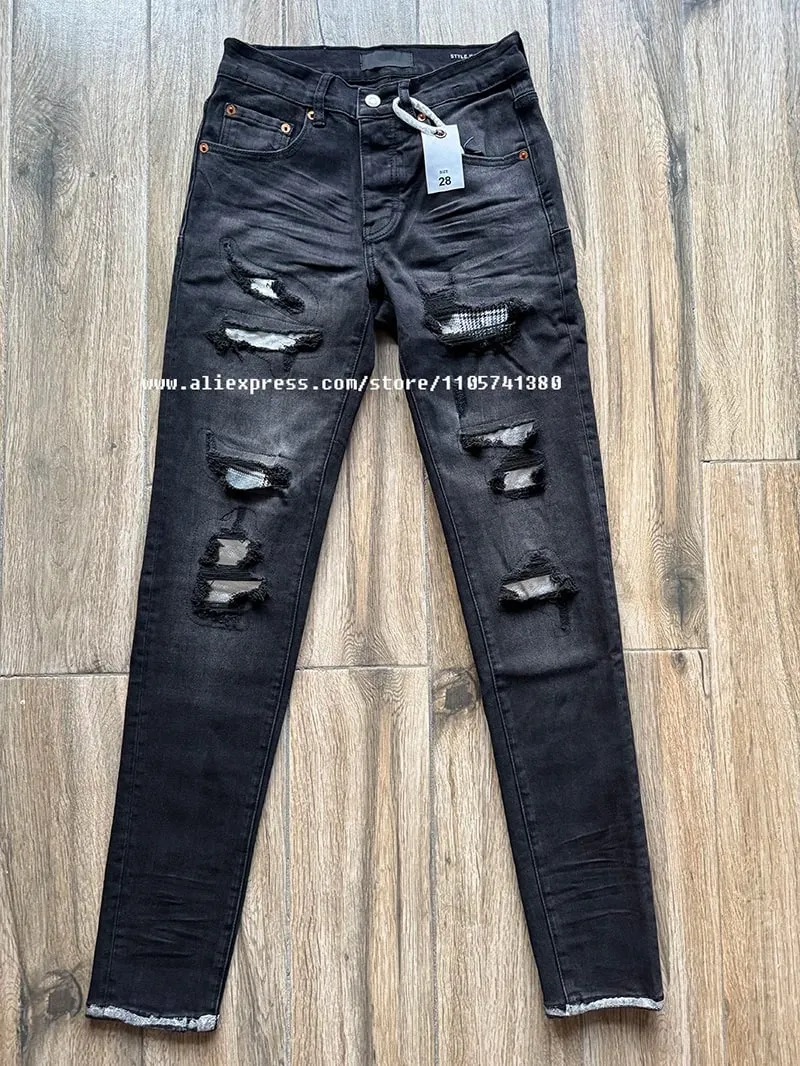Men's Distressed High Street School Boys Fashion American Style Stretch Skinny Fit Ripped Jeans — image 5