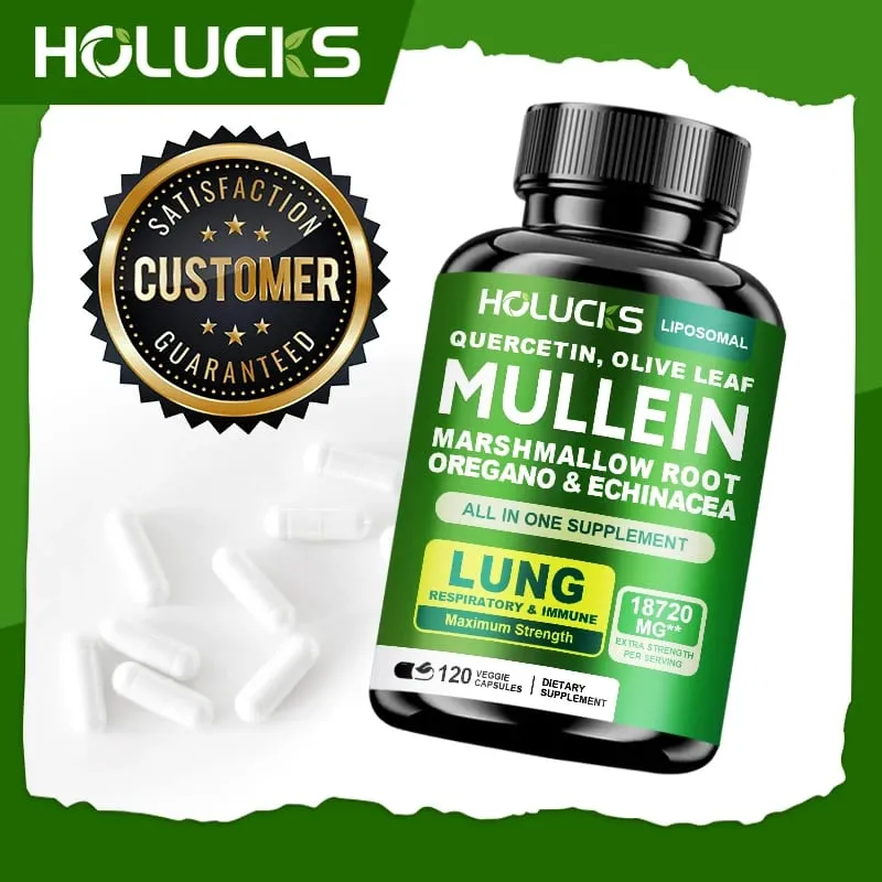 Premium Mullein Leaf Extract Capsules with Vitamin C Support Expectorant Soothes Airways & Reduces Irritation Lung Health